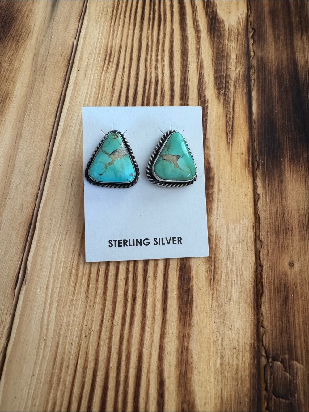 Chassity Belone Kingman Turquoise Triangle Stud Earrings